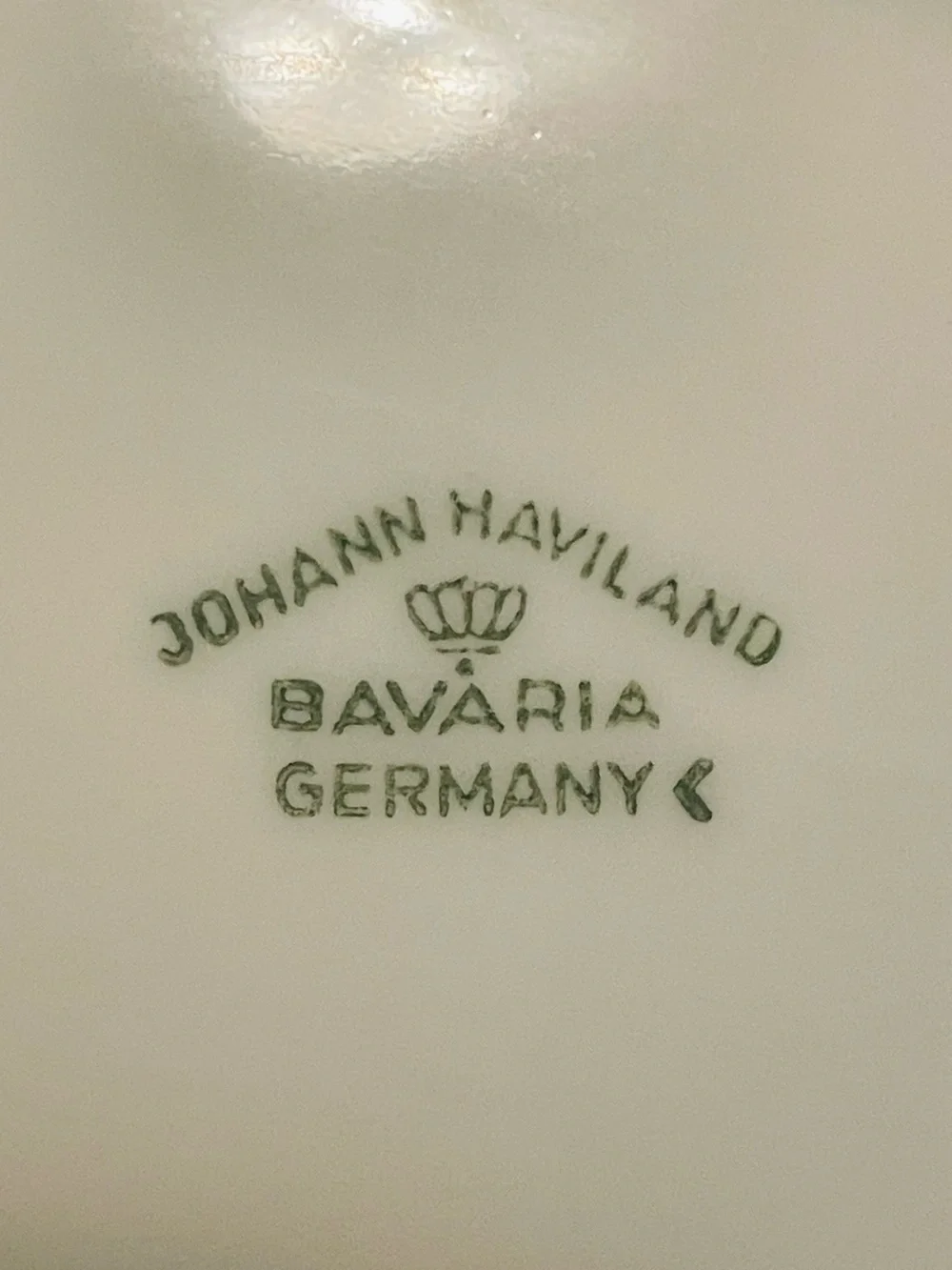 Vtg. Johann Haviland Blue Garland Gravy Boat w/ Attached Tray. Bavaria, Germany